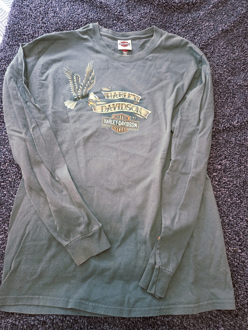 Harley-Davidson Gray Long Sleeve Eagle Graphic Tee Sz Lg